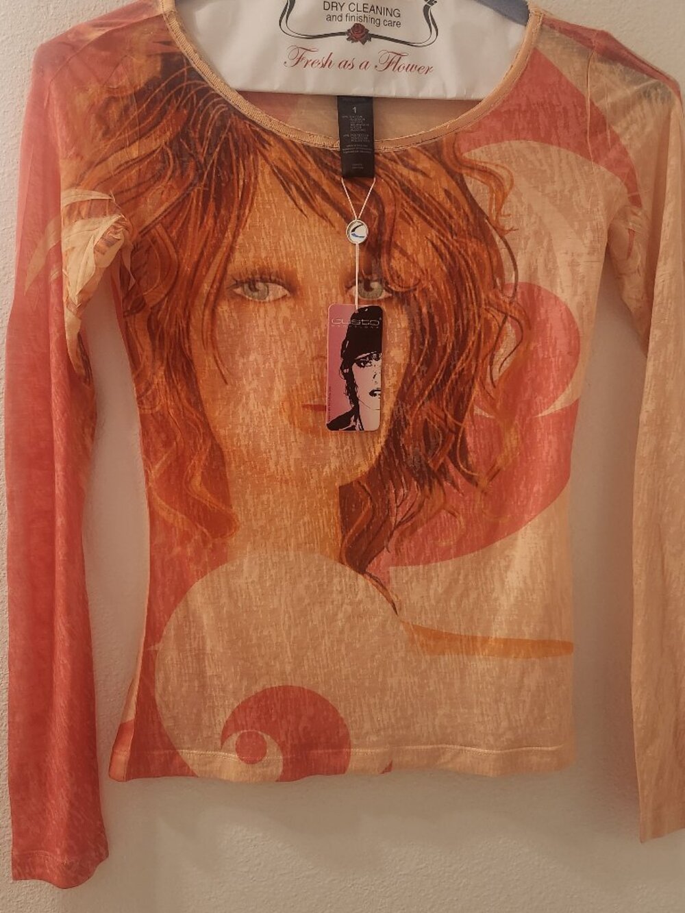 Custo Barcelona Y2K Rare Graphic Mesh Top with Tags